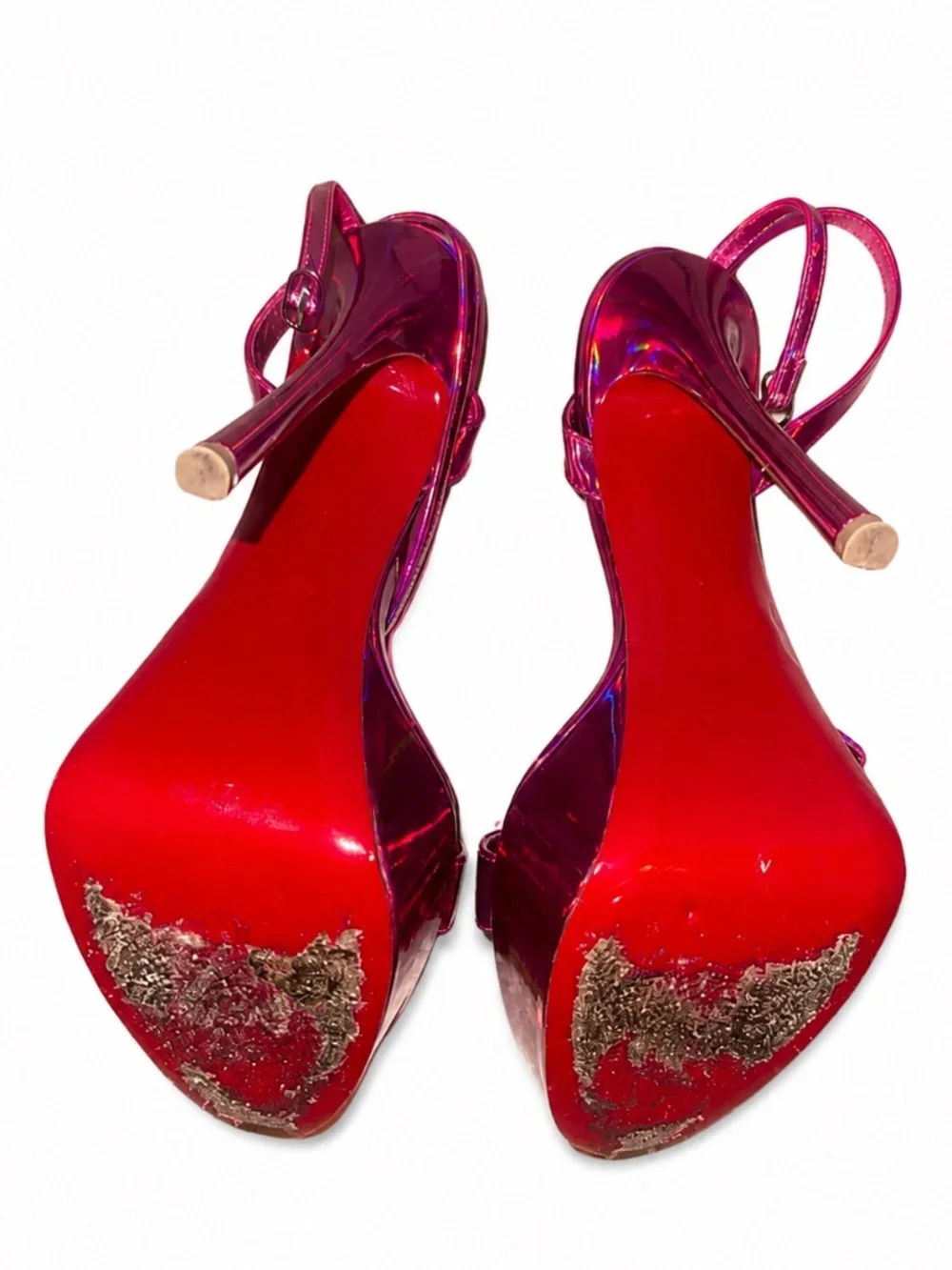 Christian Louboutin Hot Pink Iridescent Platform Sandals